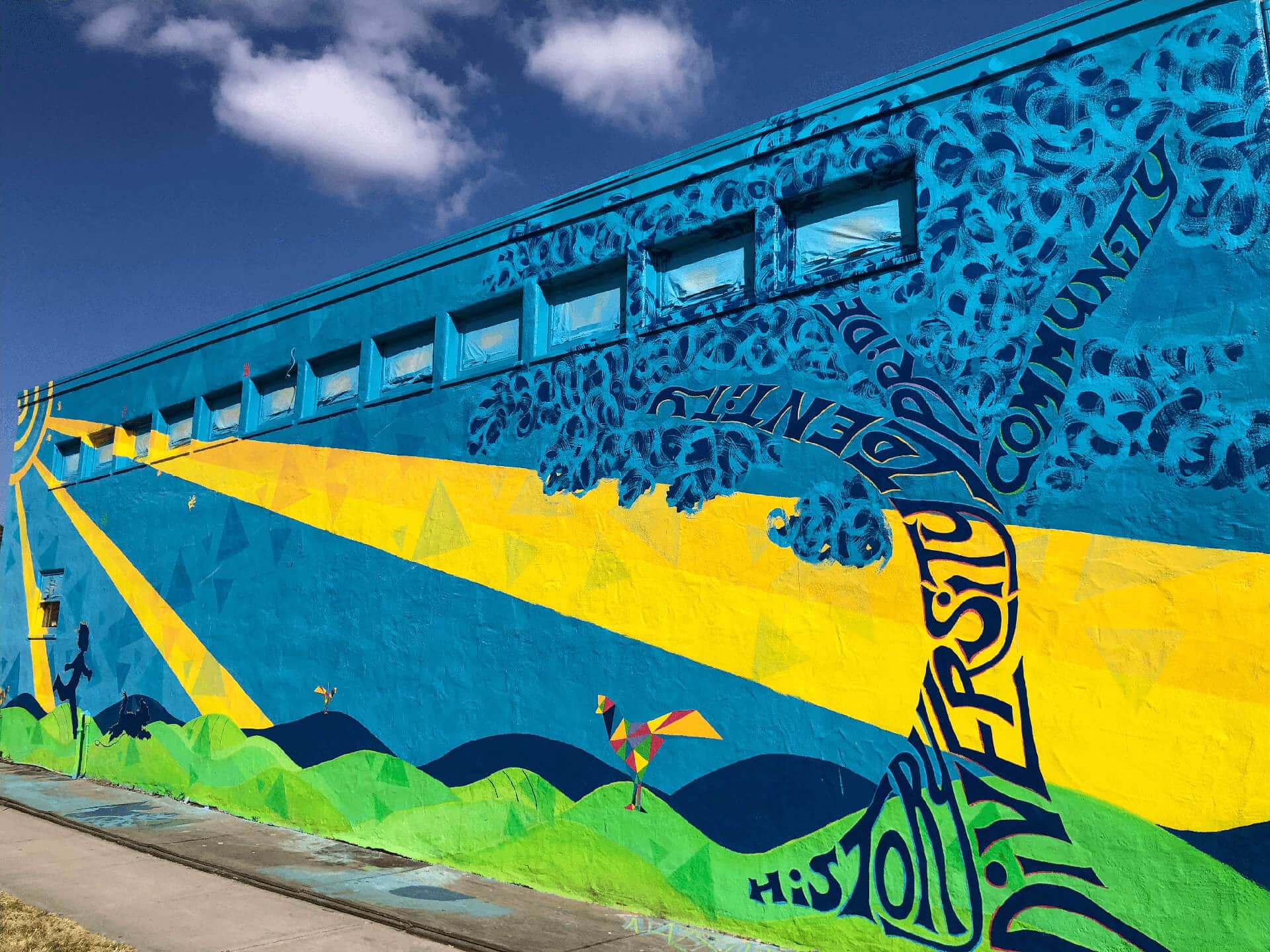 Website Design &Amp; Dev, Brands, Cause Marketing And Public Art 11 Mural - community creates the future aka "tommy" | 18′ x 65′ | escondido, ca | 2023 grant through escondido community foundation in partnership with escondido arts association, suki leibow, & mandala creative the message in the tree: “history, diversity, identity, community, pride”, combined with hand prints collected from within the community celebrates its vibrancy and brings light to a primary entrance into escondido. 1,200 sf mural on stucco on 100+ year old historic building public art work | nonprofit | social issue art